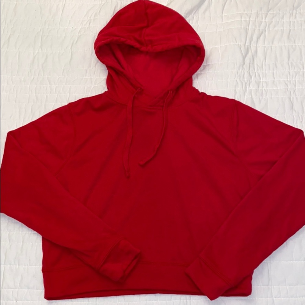 Red Mid crop hooded sweatshirt